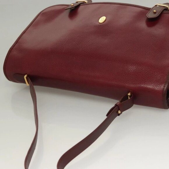 CARTIER Briefcase Leather Bordeaux Gold Auth - Picture 6 of 16